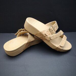 Vionic Podiatrist Designed Tan Ladies Size 10 Wedge Heel Slip On Sandals